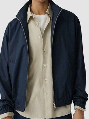 Theory Men's Blue Hanson Stand Collar Twill Jacket Size M